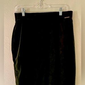 Emerald suede mid length skirt.